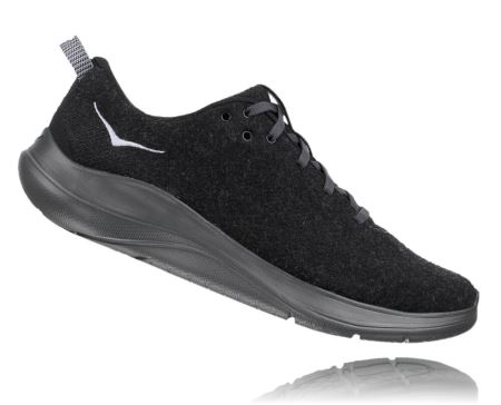 Hoka One One Hupana Flow Wool - Adidasi Training Barbati Negrii / Gri Inchis | RO-Zog5rDv